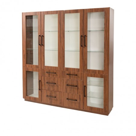Hyacintha Buffet With Glass Shelves Dark Walnut