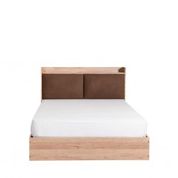 Diamond Bed 160x200 cm Upholstered MDF Red Oak