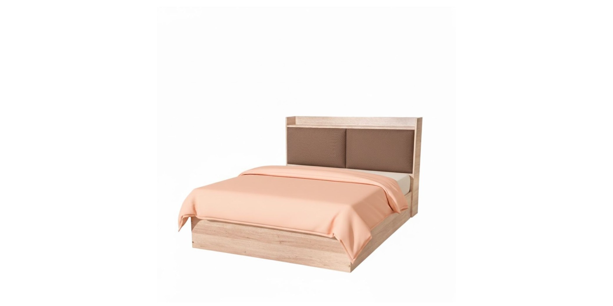 Diamond Bed 160x200 cm Upholstered MDF Red Oak