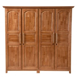 Deluxe Wardrobe 4 Doors Rubberwood