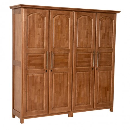 Deluxe Wardrobe 4 Doors Rubberwood