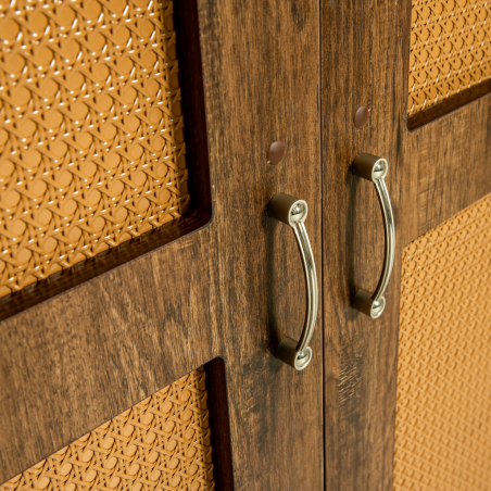 Vintage Wardrobe 4 Doors In MDF With Rattan