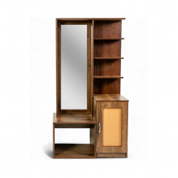Vintage Dressing Table In MDF With Rattan With 1 Door & Long Mirror