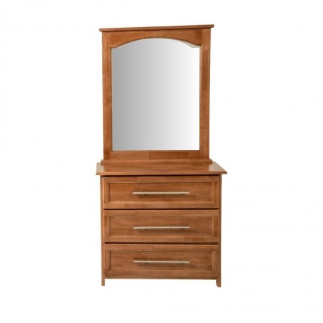 Deluxe Dressing Table With 3 Drawers And Pouf Rubberwood