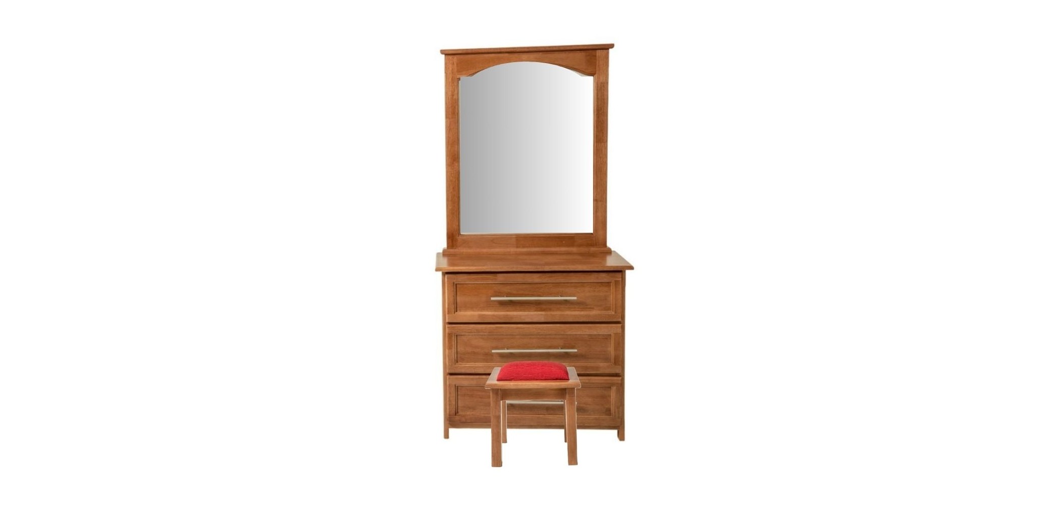 Deluxe Dressing Table With 3 Drawers And Pouf Rubberwood