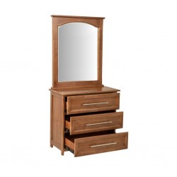 Deluxe Dressing Table With 3 Drawers And Pouf Rubberwood