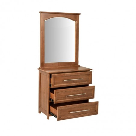 Deluxe Dressing Table With 3 Drawers And Pouf Rubberwood