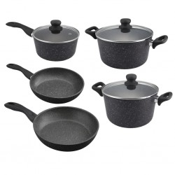 Westinghouse WCCS000908AMBB 8pcs Forged Aluminum Induction Black Marble finish Cookware Set