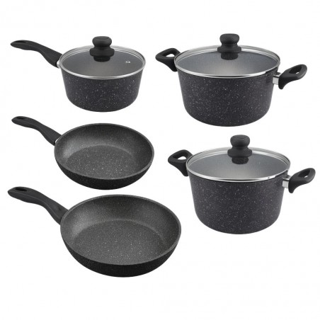 Westinghouse WCCS000908AMBB 8pcs Forged Aluminum Induction Black Marble finish Cookware Set