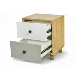 Sandy Night Table Oak, White & Grey