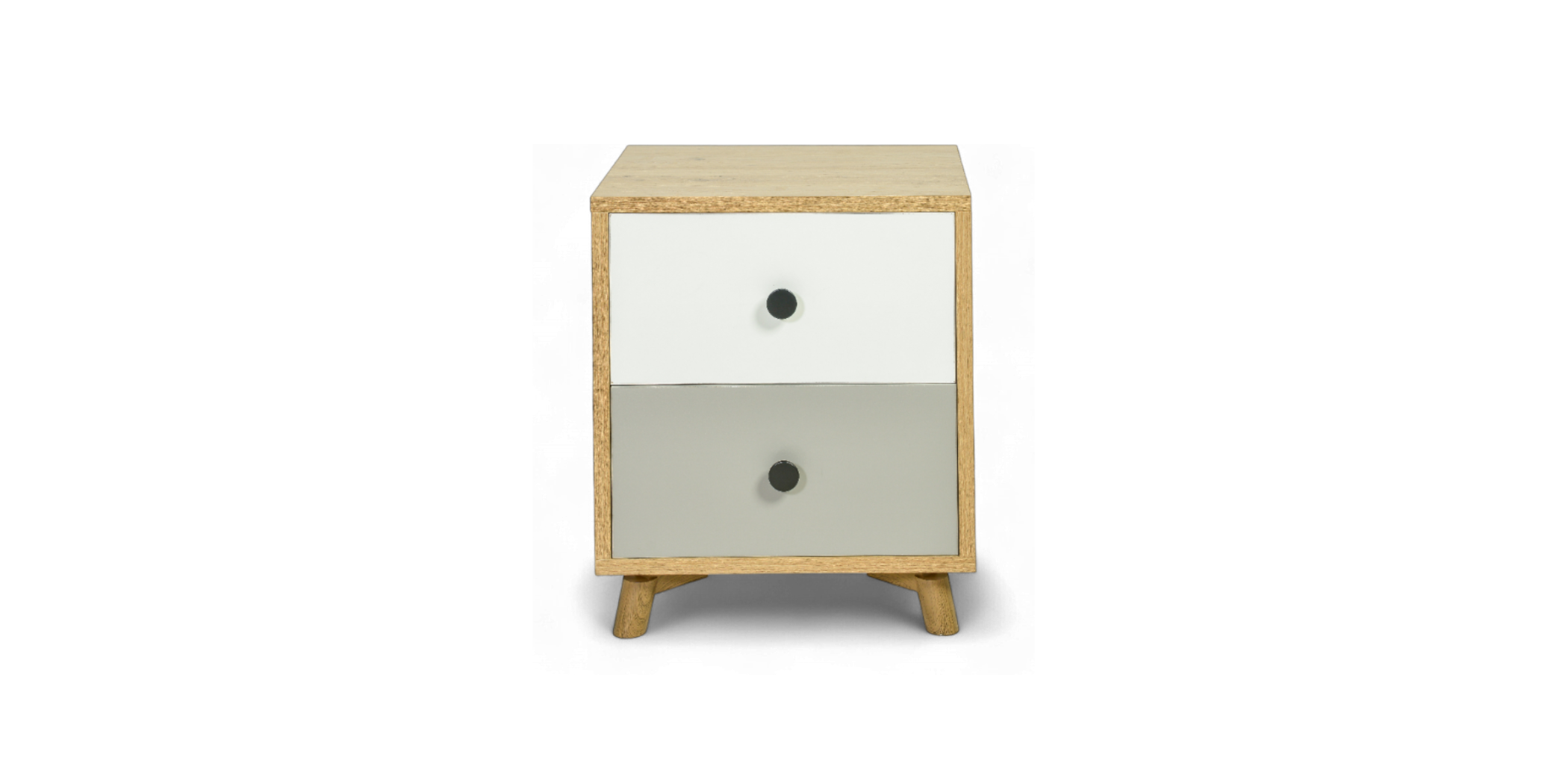 Sandy Night Table Oak, White & Grey
