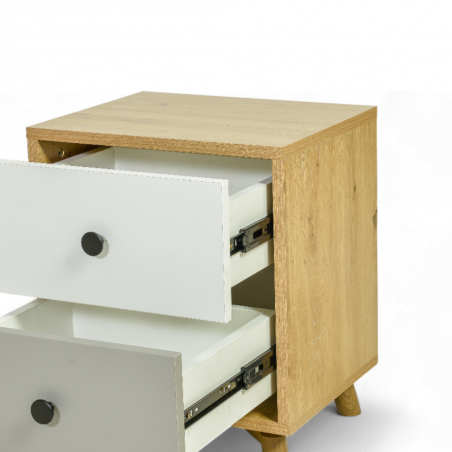 Sandy Night Table Oak, White & Grey