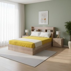 Sapphire Bed 160x200 cm With Shelves MDF Red Oak