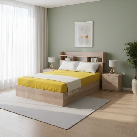 Sapphire Bed 160x200 cm With Shelves MDF Red Oak