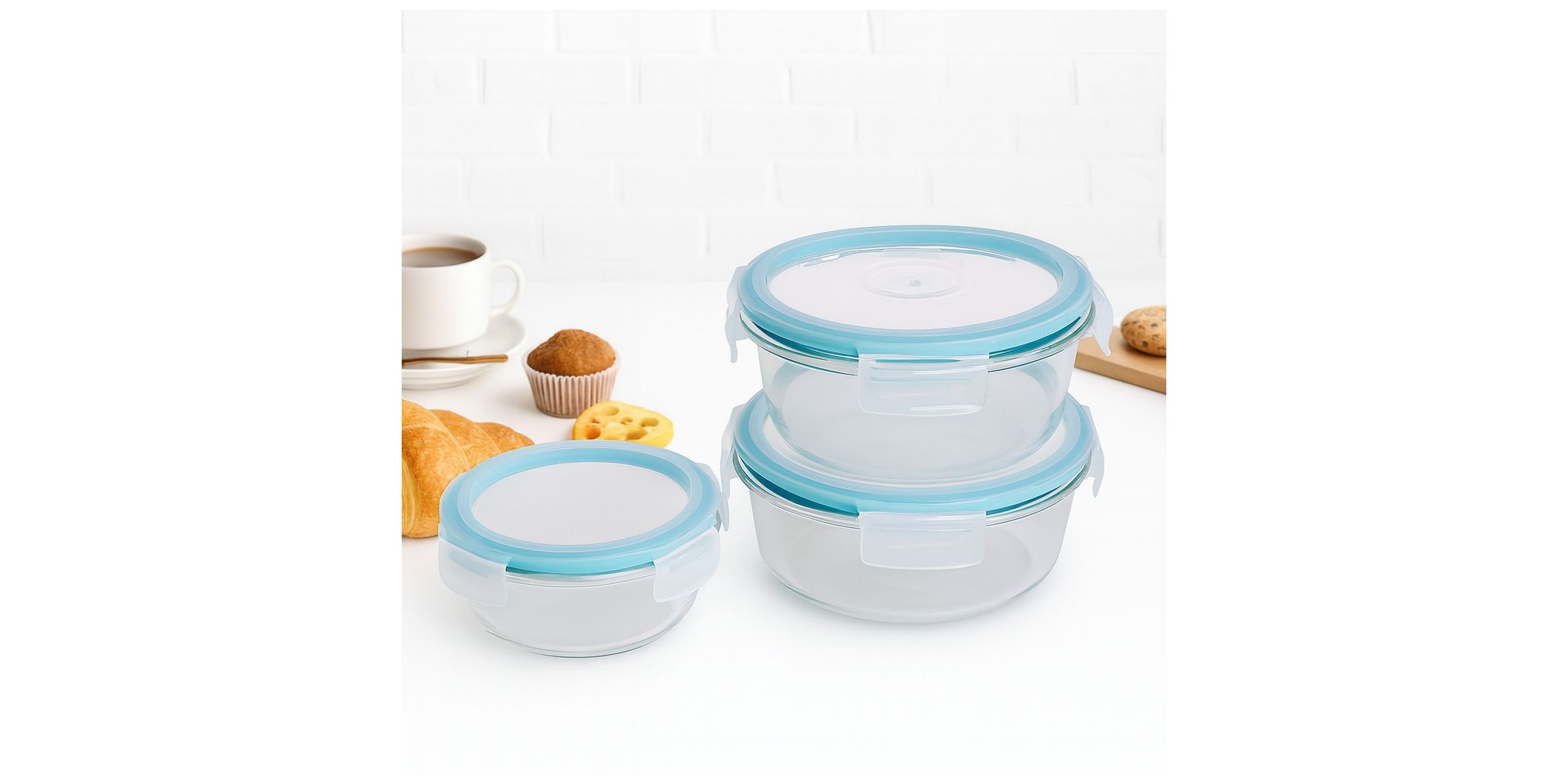 Westinghouse WCFC003606A 3pcs Round Glass Food Container Set