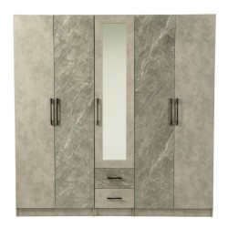 Dreamscape Wardrobe 5 Doors With 2 Drawers Dark Ash Glossy & Light Ash