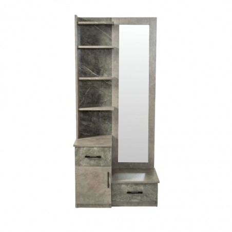 Dreamscape Dressing Table With Pouf Dark Ash Glossy & Light Ash