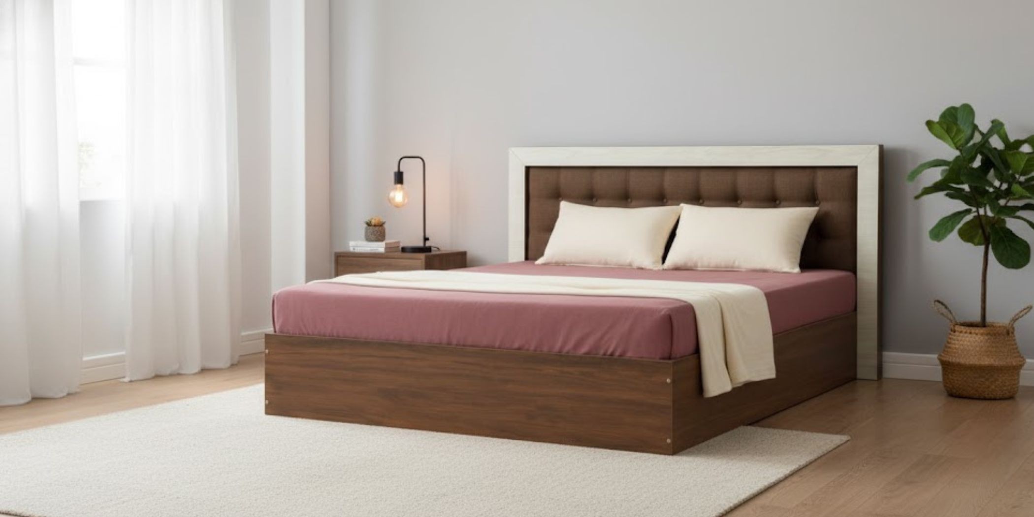 Barcelona Bed 160x200 cm Dark Walnut & Ash Grey