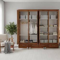 Perth Wardrobe 4 Doors & 4 Drawers Brown Finish