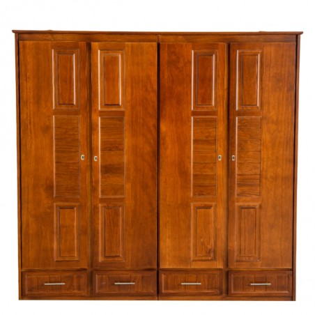 Perth Wardrobe 4 Doors & 4 Drawers Brown Finish