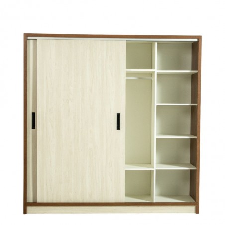 Barcelona Sliding Wardrobe Dark Walnut & Ash Grey