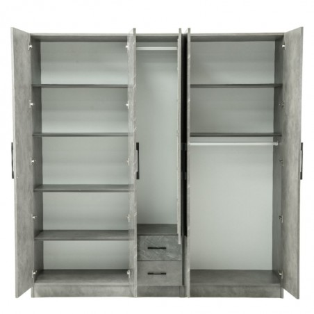 Dreamscape Wardrobe 5 Doors With 2 Drawers Dark Ash Glossy & Light Ash