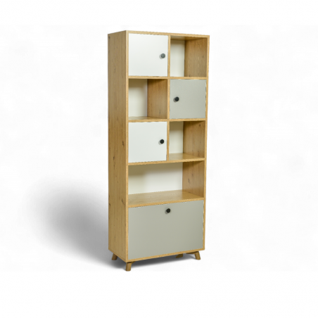 Sandy Bookshelf Oak, White & Grey