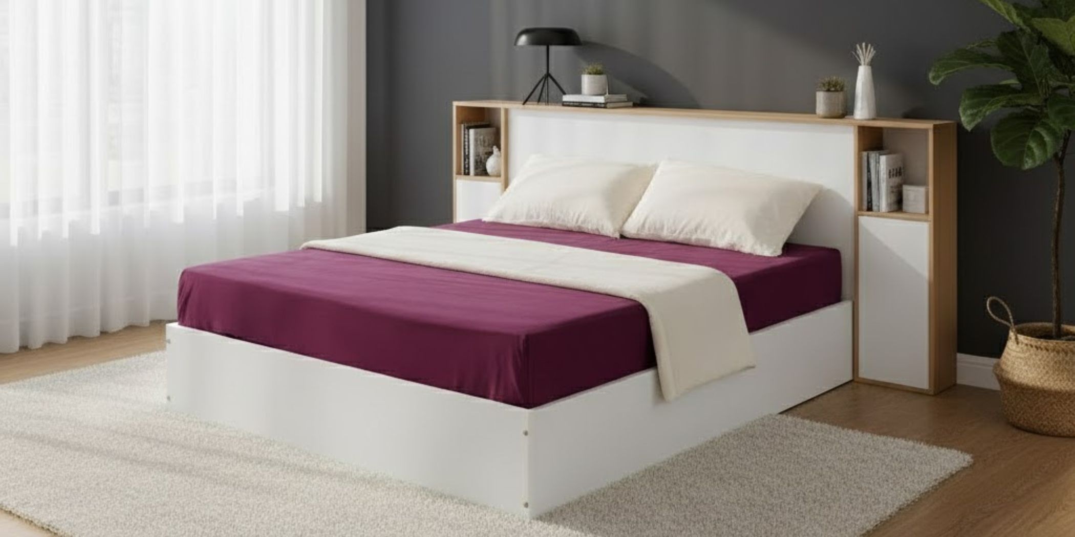 Casablanca Bed 150x190 cm Golden Oak & White MDF