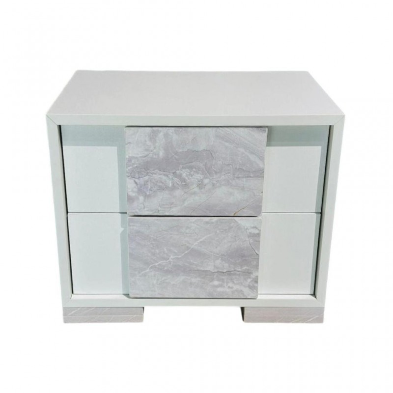 Sofia Night Table Marble Grey And White