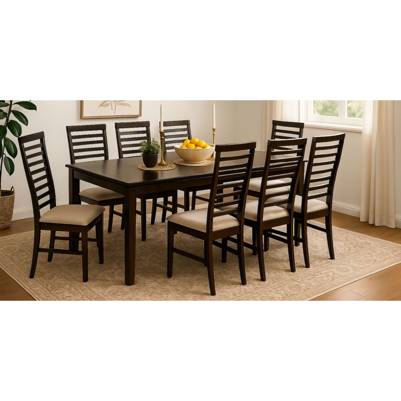 Legenda Table and 8 Chairs Cappuccino Rubberwood
