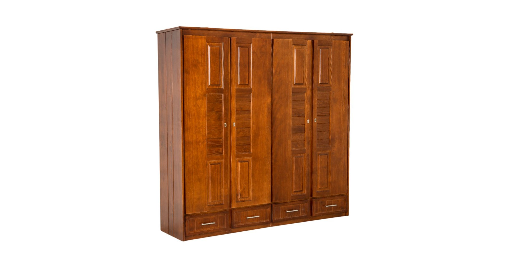 Perth Wardrobe 4 Doors & 4 Drawers Brown Finish