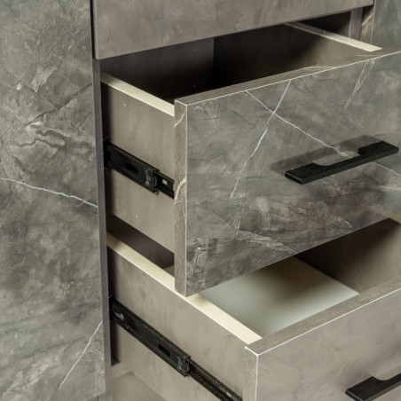 Dreamscape Wardrobe 5 Doors With 2 Drawers Dark Ash Glossy & Light Ash