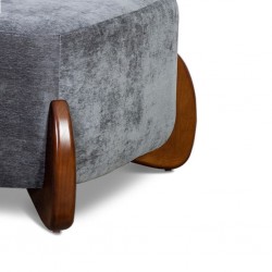 Curved Ottoman Fabric Grey Amigo