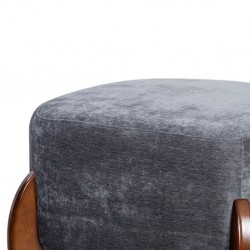 Curved Ottoman Fabric Grey Amigo