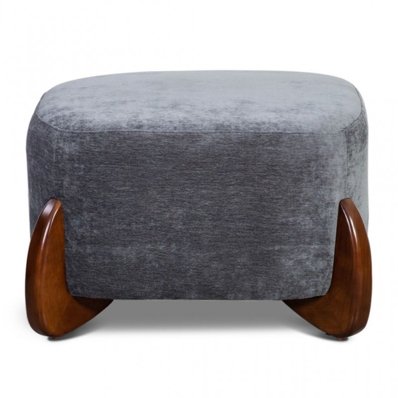Curved Ottoman Fabric Grey Amigo