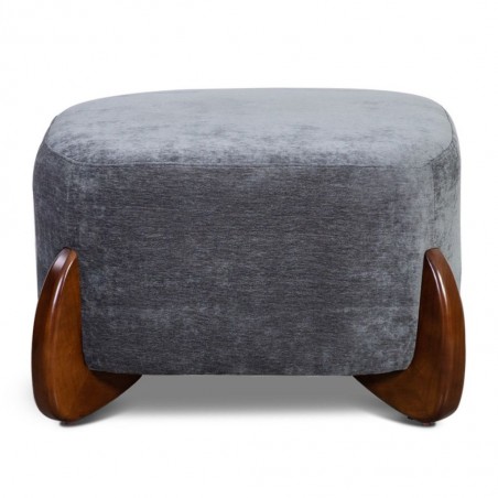 Curved Ottoman Fabric Grey Amigo