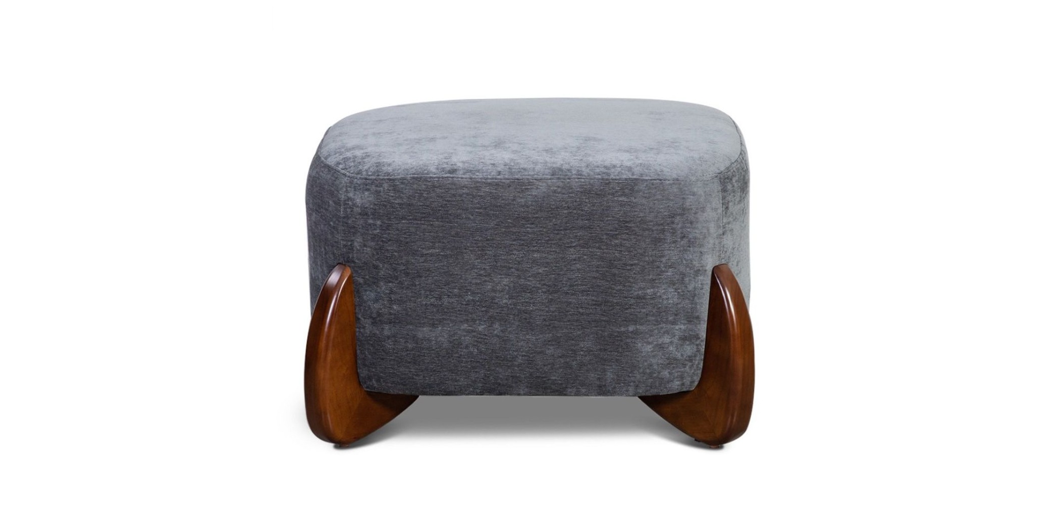 Curved Ottoman Fabric Grey Amigo