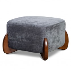 Curved Ottoman Fabric Grey Amigo
