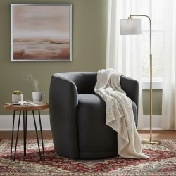 Cosy Curved Chair Fabric Dark Grey