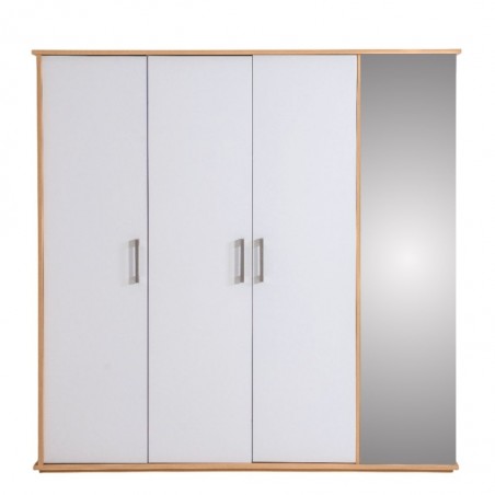 Capella Wardrobe 3 Drs With Shoe Rack & Side Door White & Light Oak