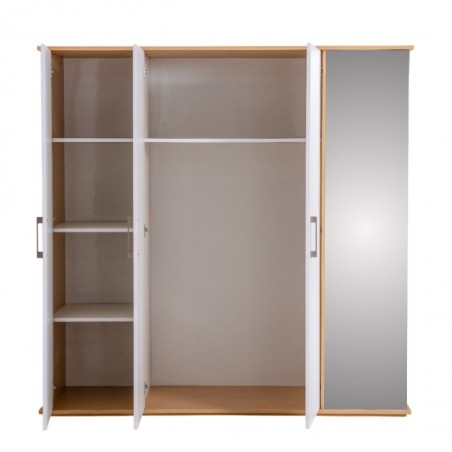 Capella Wardrobe 3 Drs With Shoe Rack & Side Door White & Light Oak
