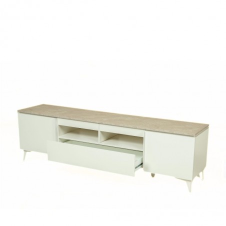 Betrix Low TV Cabinet Sandstone & White