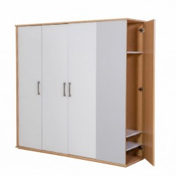 Capella Wardrobe 3 Drs With Shoe Rack & Side Door White & Light Oak