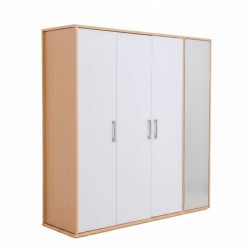 Capella Wardrobe 3 Drs With Shoe Rack & Side Door White & Light Oak