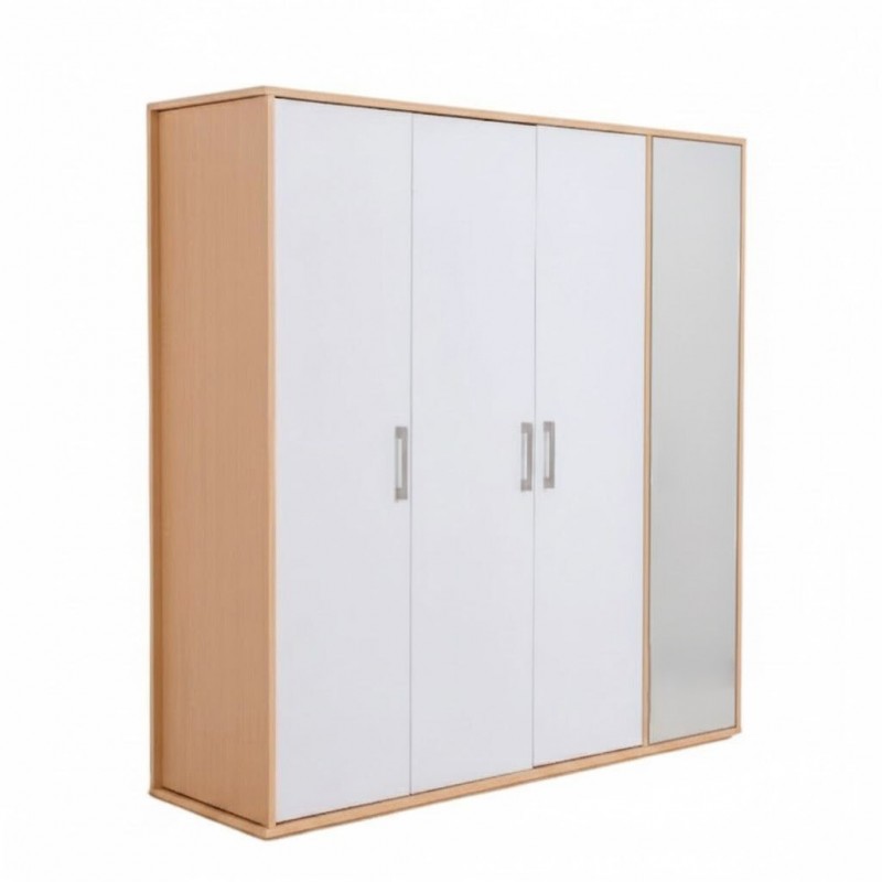 Capella Wardrobe 3 Drs With Shoe Rack & Side Door White & Light Oak