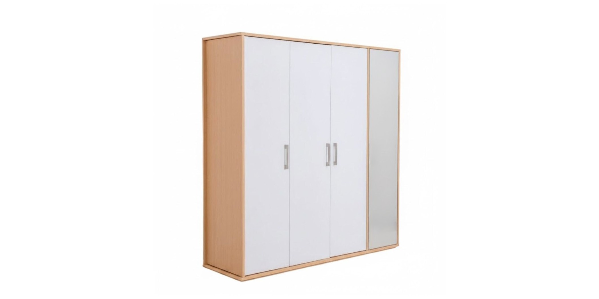 Capella Wardrobe 3 Drs With Shoe Rack & Side Door White & Light Oak