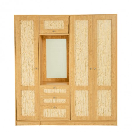 Luma Wardrobe 4 Doors & 3 Drawers in Melamine MDF