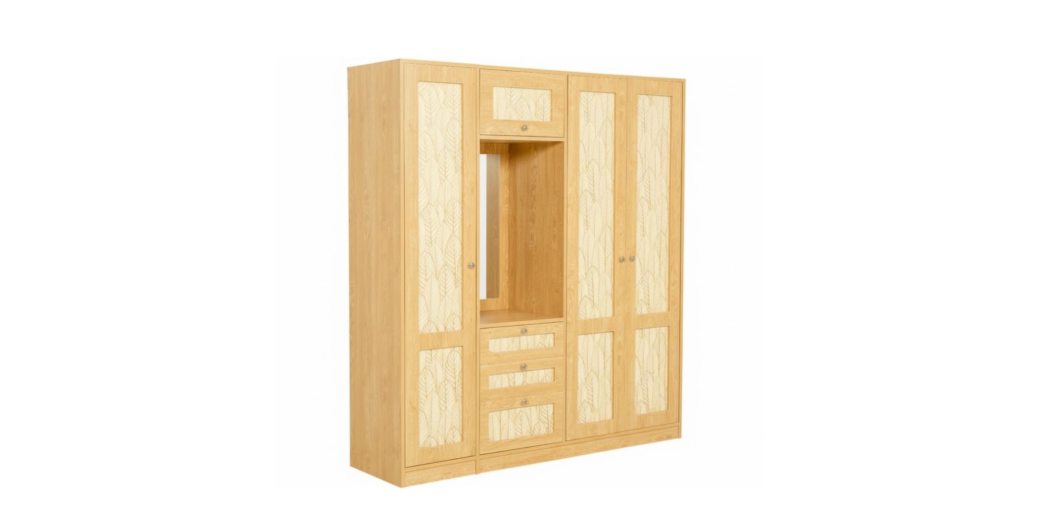Luma Wardrobe 4 Doors & 3 Drawers in Melamine MDF