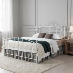 Britney Bed 180x200 cm White Metal