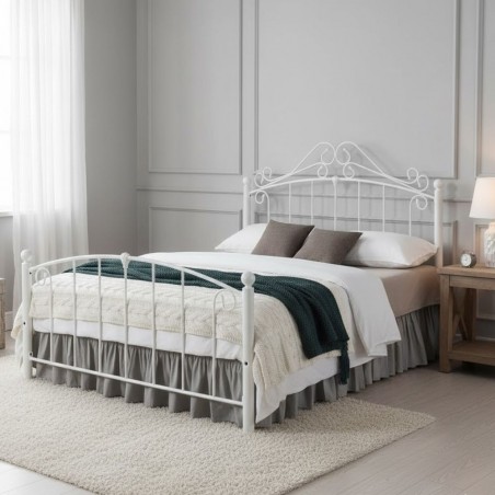 Britney Bed 180x200 cm White Metal